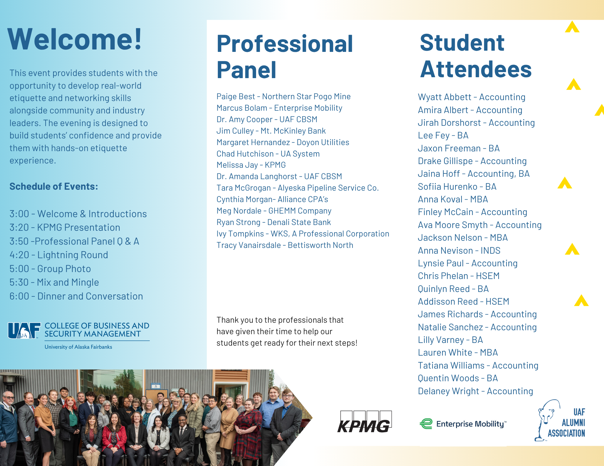 Student Attendees and Professional Panel