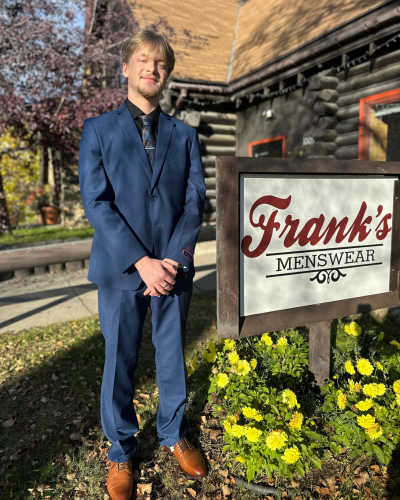 CBSM Student Standing in front of Frank's Menswear during Professionally Polished