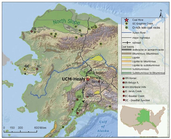 Map showing mineral deposits in Alaska