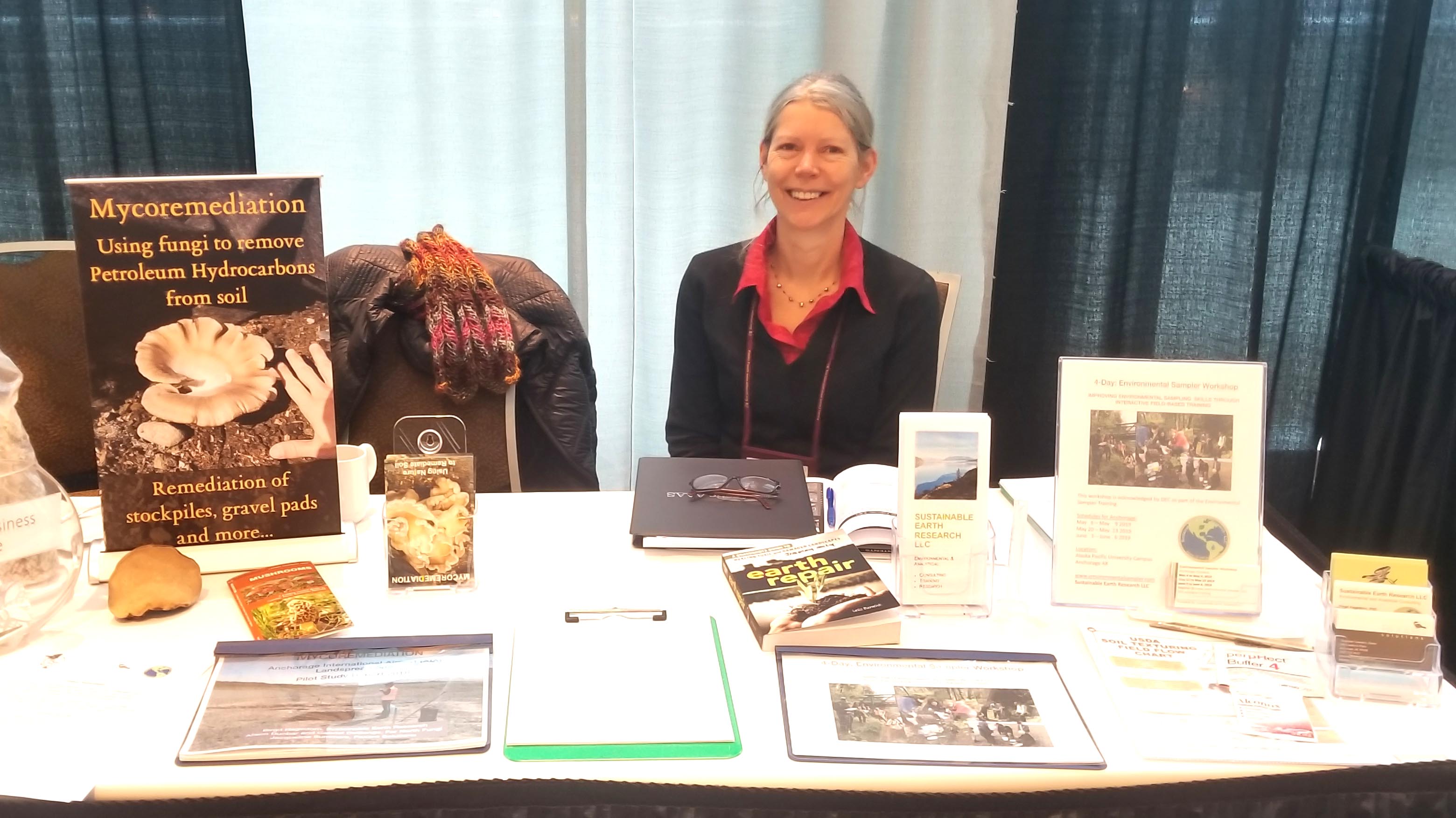 Birgit Hagedorn used funding from the Center ICE Seed Fund to pay for her booth a the Alaska Forum on the Environment. Photo by Amanda Byrd.