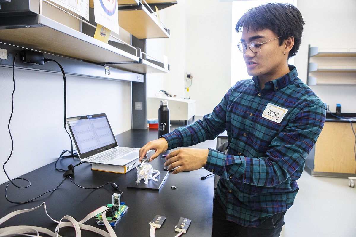 Gerald at work in Center ICE co-working space as part of Students2Startups, summer 2019. Photo by JR Ancheta.