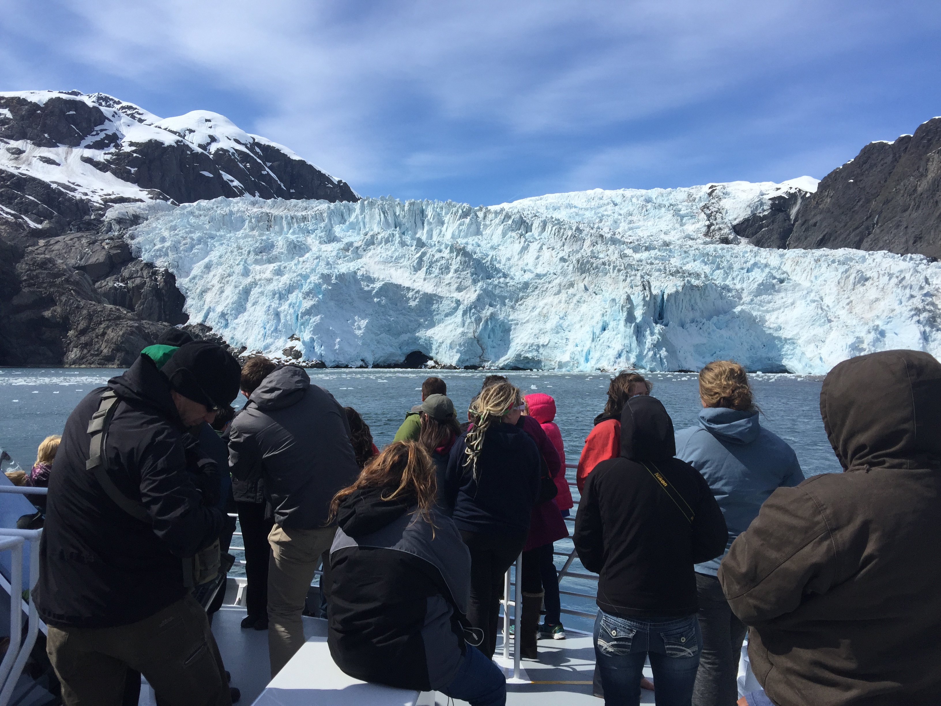 Students looking at glacier