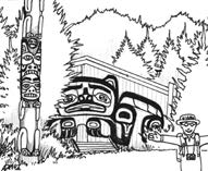 Cartoon displaying totem poles