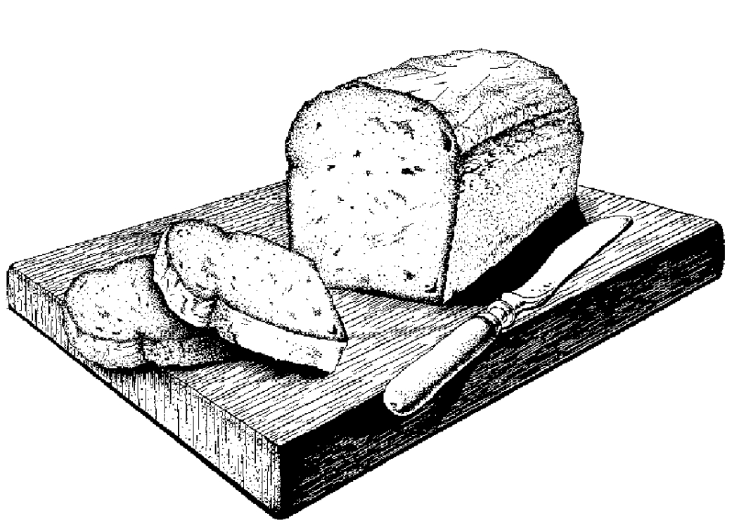Loaf of sliced bread on a cutting board