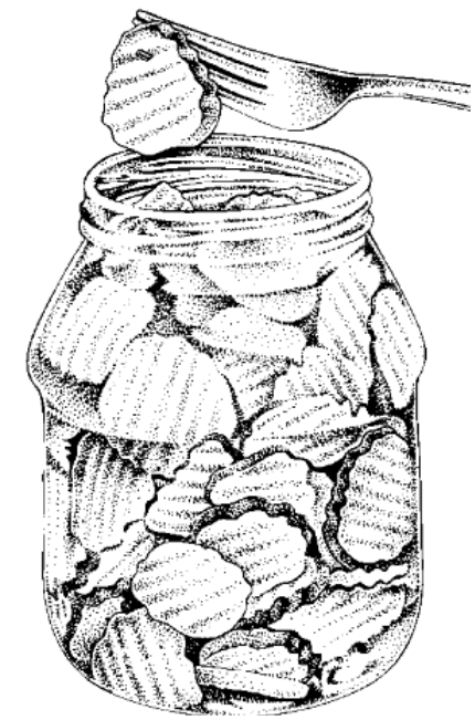 Jar full of ridged vegetable slices