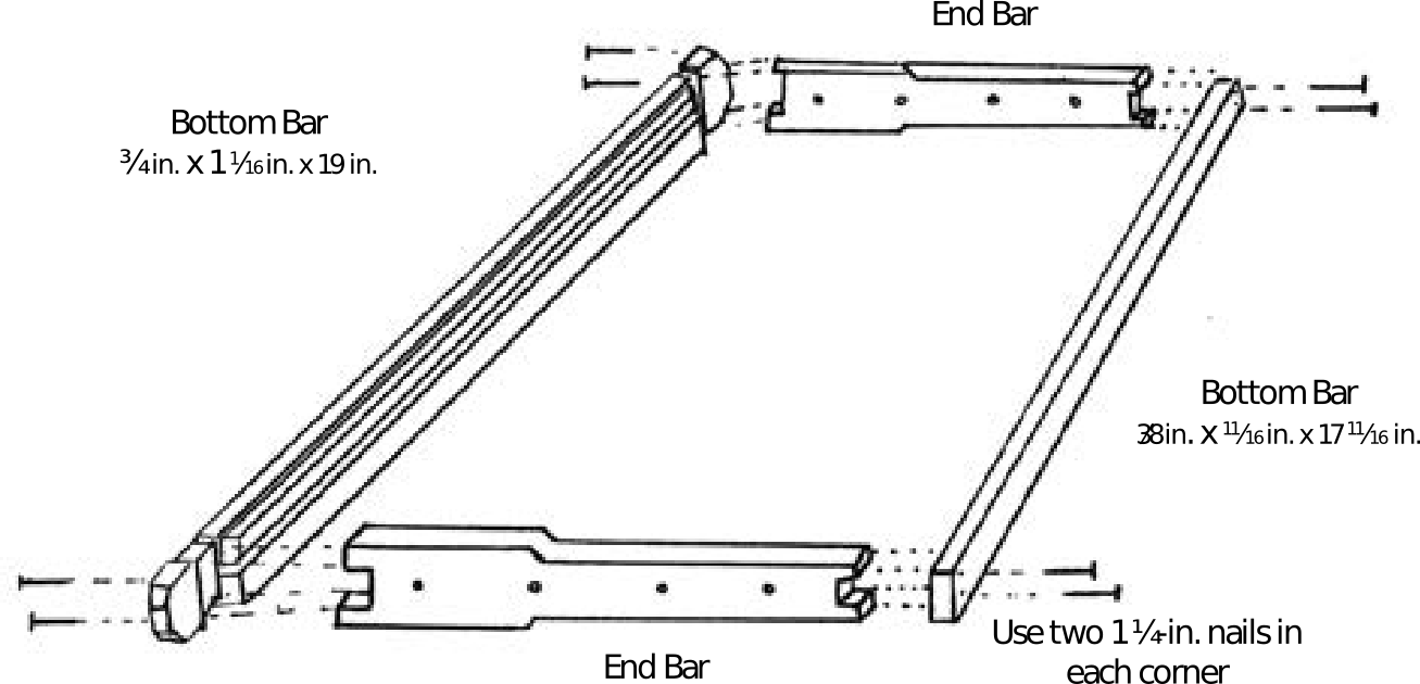 Cut Comb Two bottom bars and end bars for a frame
