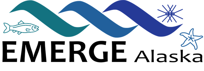 EMERGE logo depicting waves in the shapes of sea life