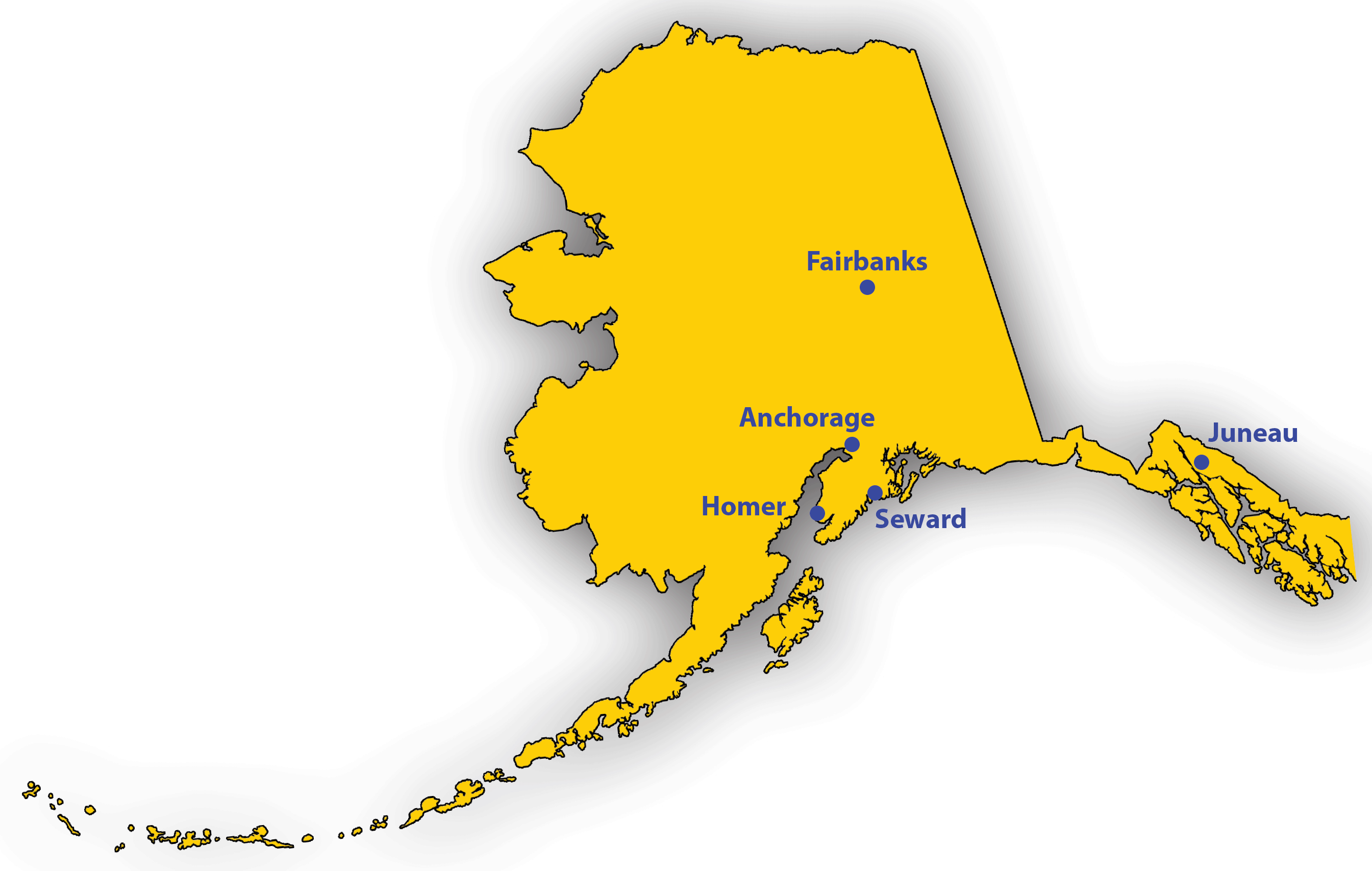 Alaska map showing locations of CFOS departments