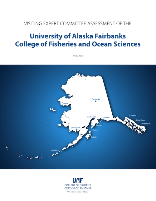 Cover of booklet shows the state of alaska and the 5 locations of CFOS