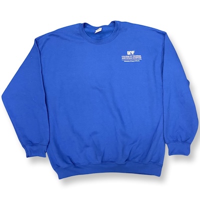 Image of Sikuliaq on the back of a navy blue crewneck sweatshirt