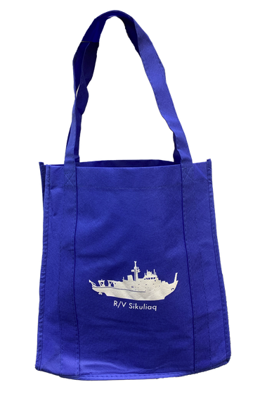 Navy blue sikuliaq shopping bag made out of polyester