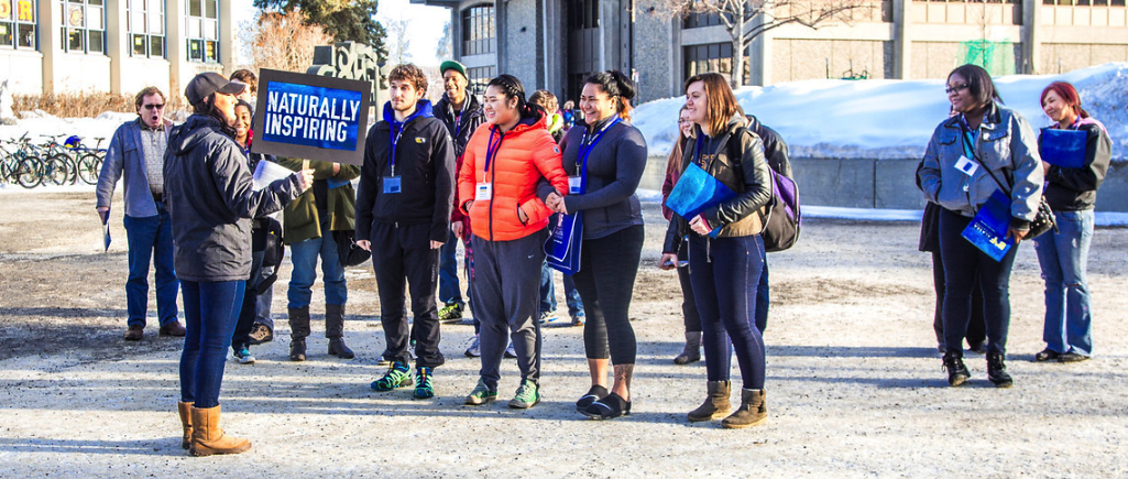 Prospective UAF students tour the campus on preview day
