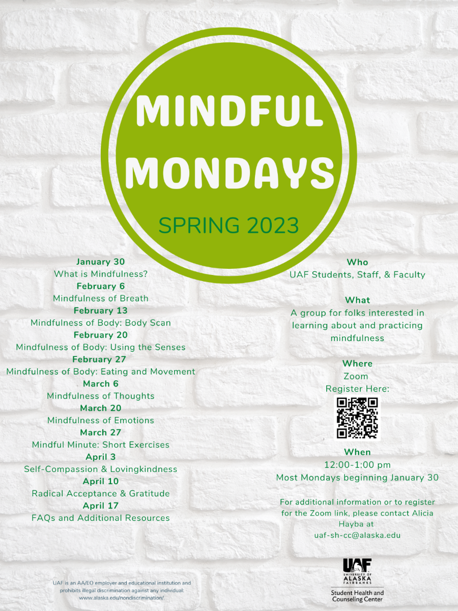 Flyer for Mindful Mondays - See full description below.