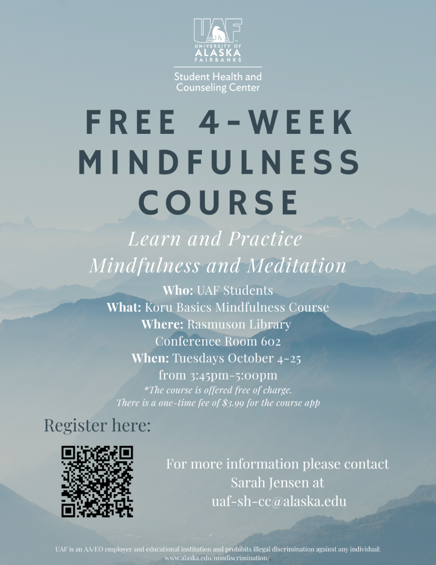 Flyer for 4-Week Mindfulness Course  - See full description below.
