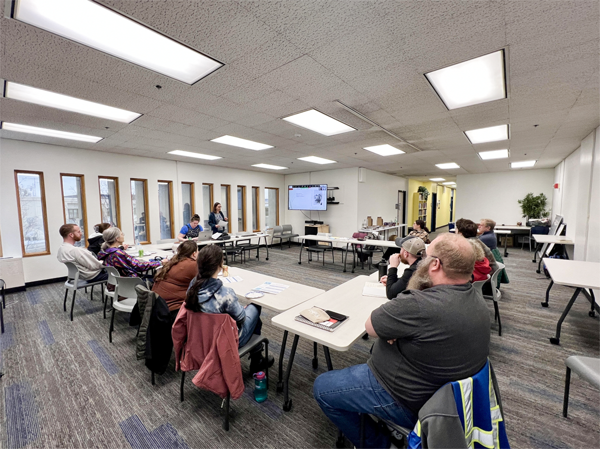 Mary Ludwig leads a lecture for the UAF Women, Gender and Sexuality Studies program in March 2025. Photo by Carol Gray