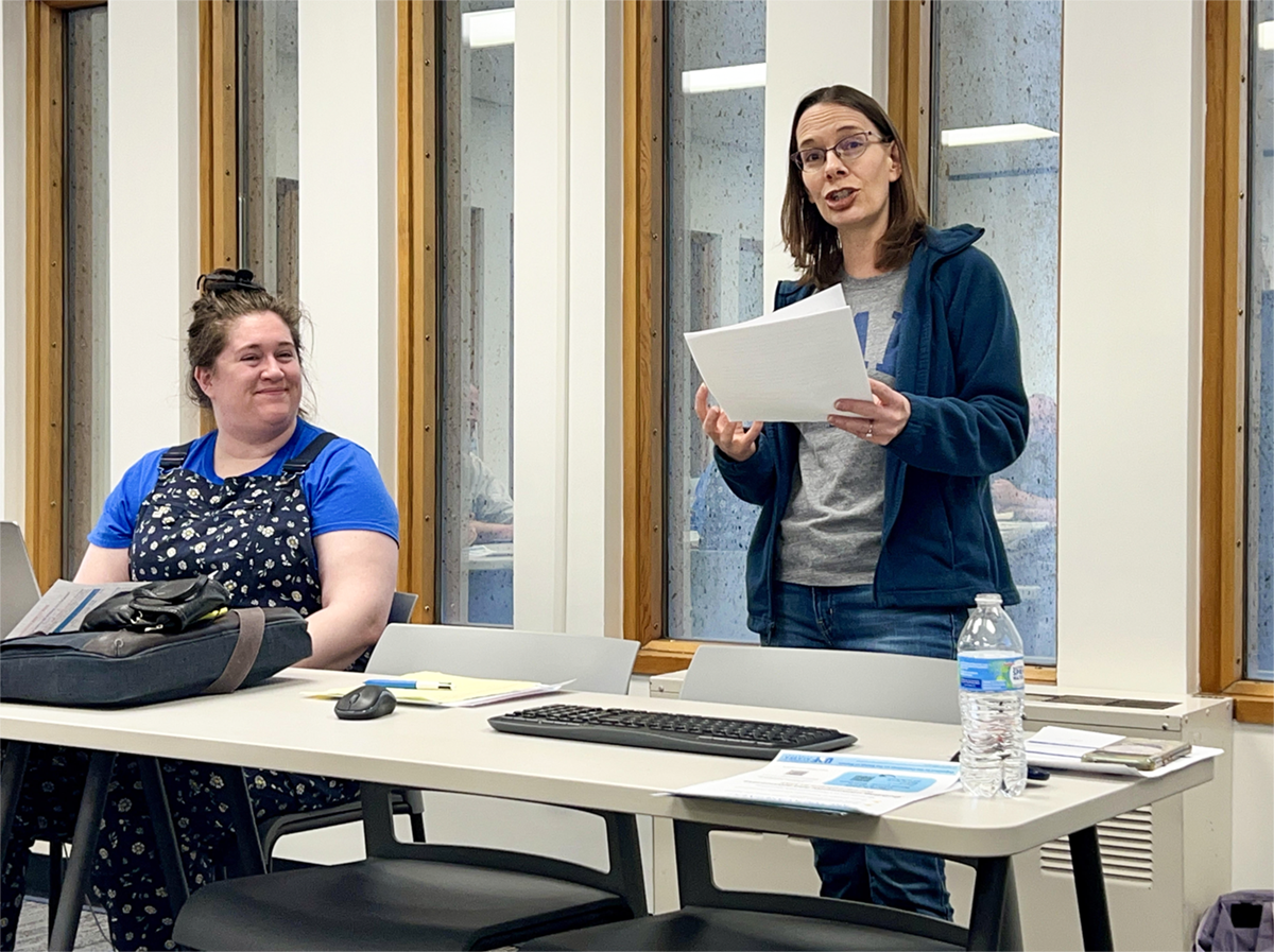 Mary Ludwig speaks as a guest lecturer for the UAF Women, Gender, and Sexuality Studies program meeting in March 2025