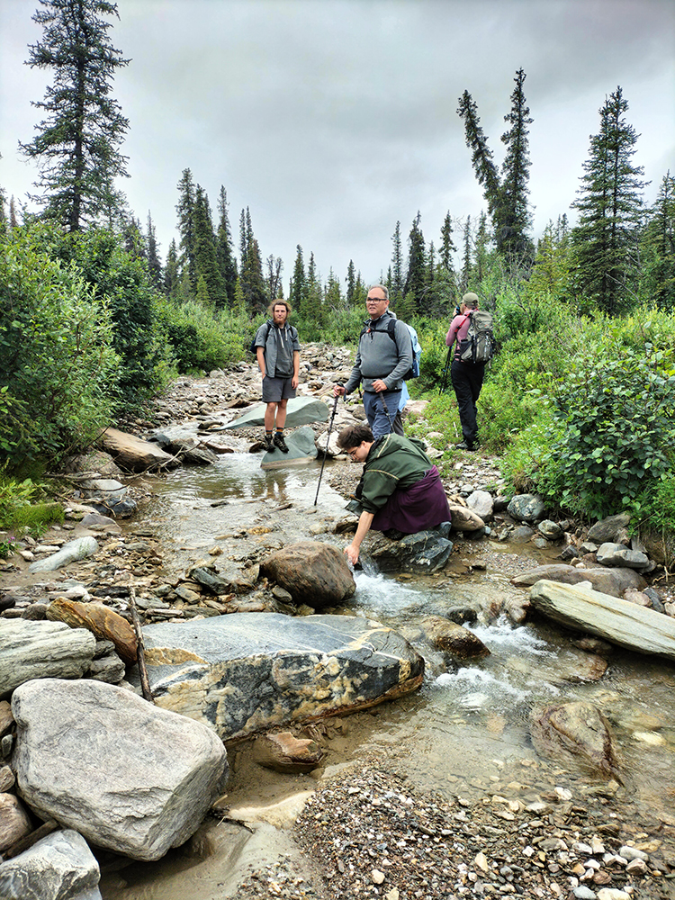Musicians from the Composing in the Wilderness program explore the river near Denali National Park—recording sounds, testing the water and taking in their surroundings. Photo courtesy of Knight