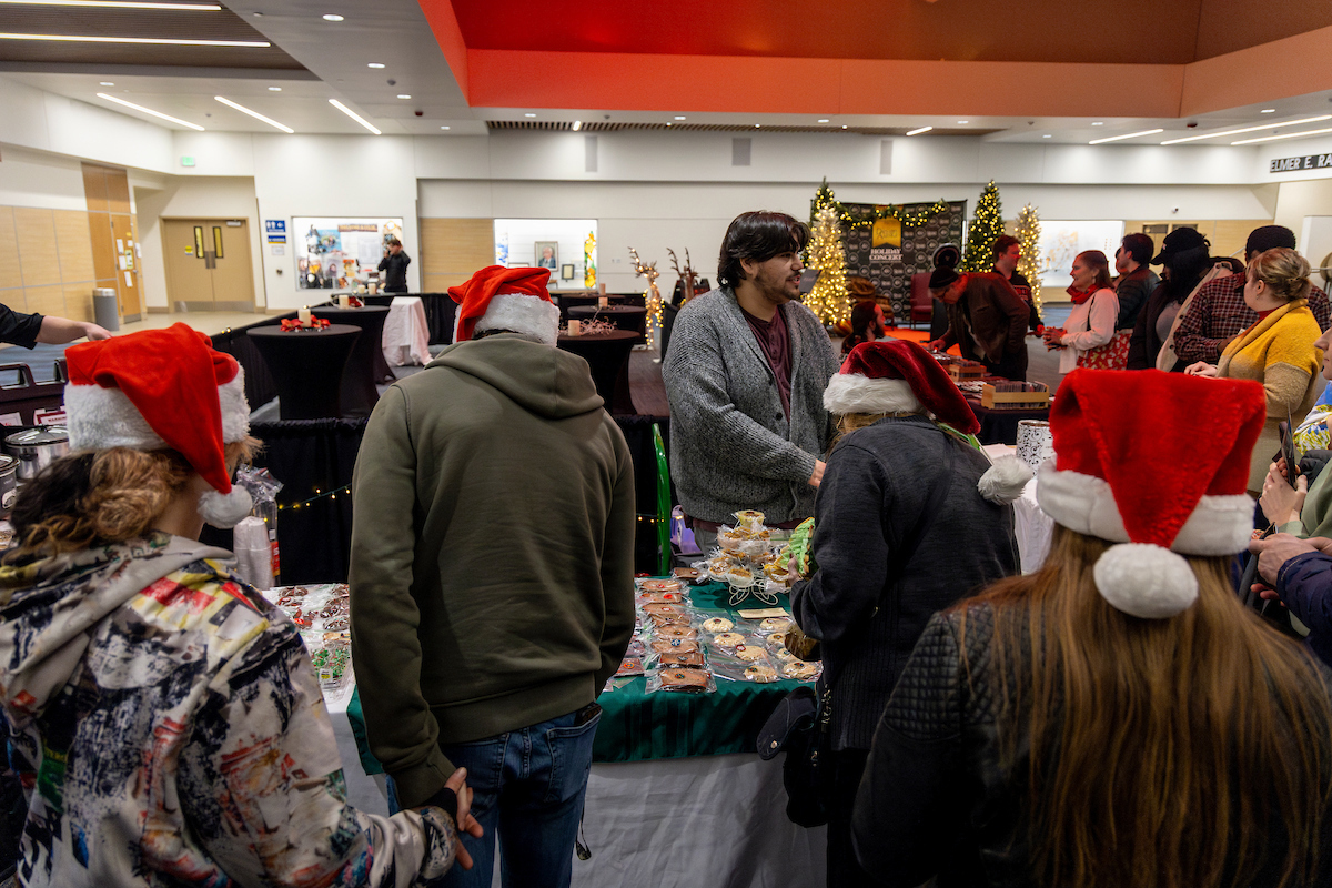 The UAF Choir of the North hosts their holiday concert and fundraiser in the Davis Concert Hall and Fine Arts Building, Saturday, Dec. 7, 2024. The choir was under the direction of Dr. Jaunelle Celaire with Loylene Ruppert on piano. (UAF photo by Leif Van Cise)
