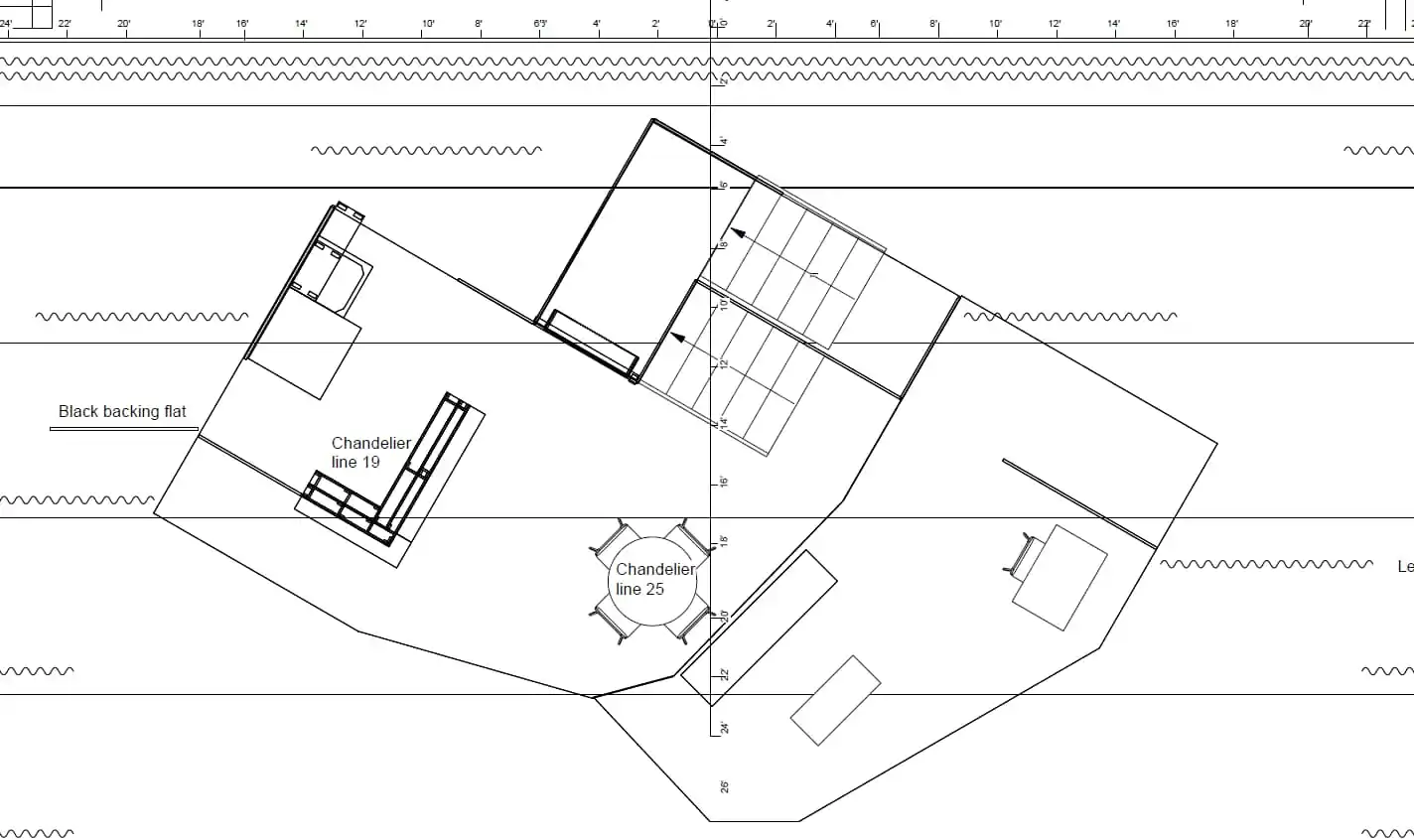Black and white ground plan for Tiny Beautiful Things by Kade Mendelowitz