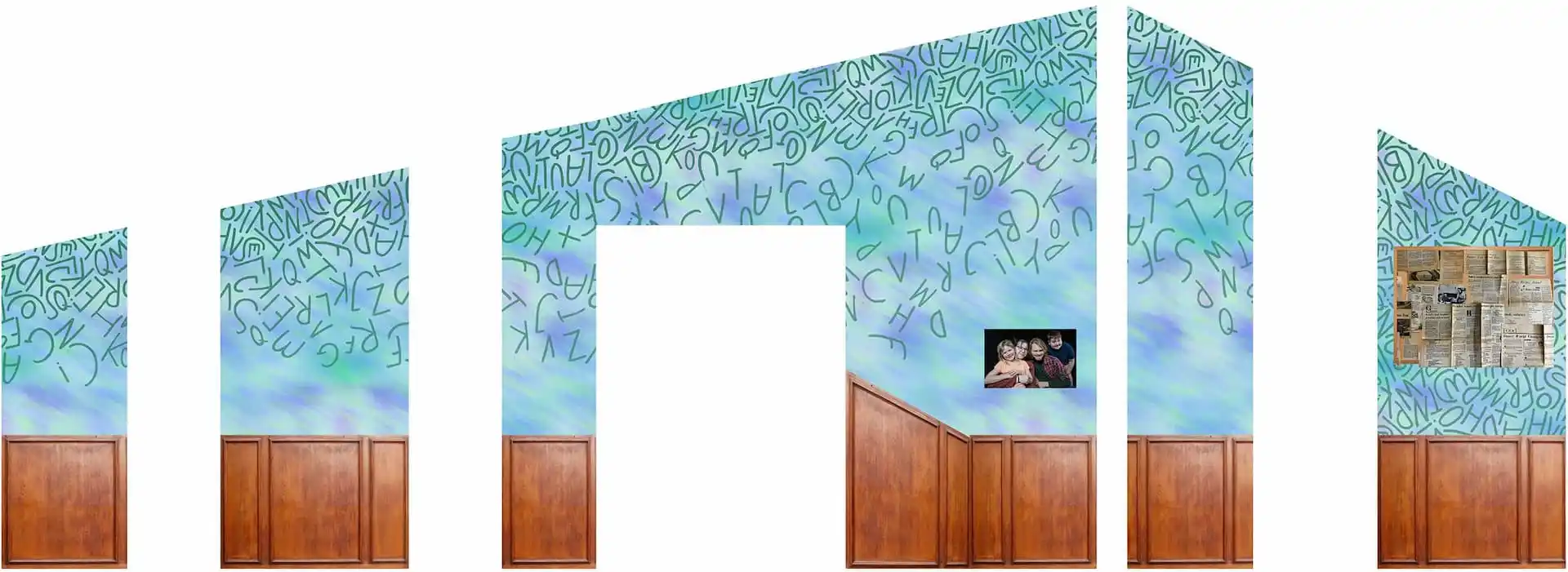 Painting elevations of the set of Tiny Beautiful Things by Kade Mendelowitz