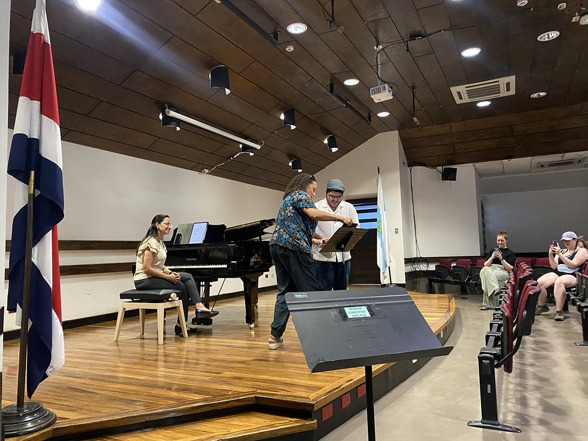Jaunelle Celaire leads a master class in Costa Rica.