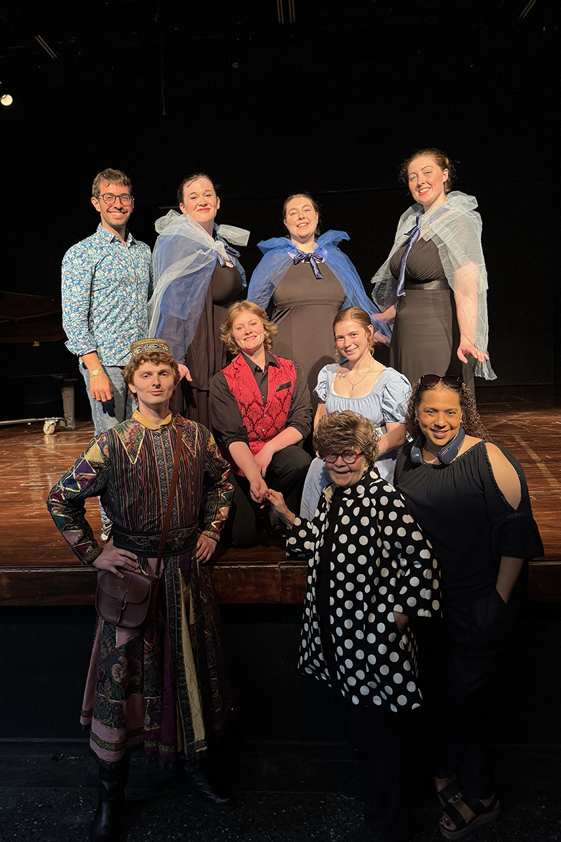 UAF Opera Workshop students, along with Professors Jaunelle Celaire and Dario Martin, pose before Bastien und Bastienne.