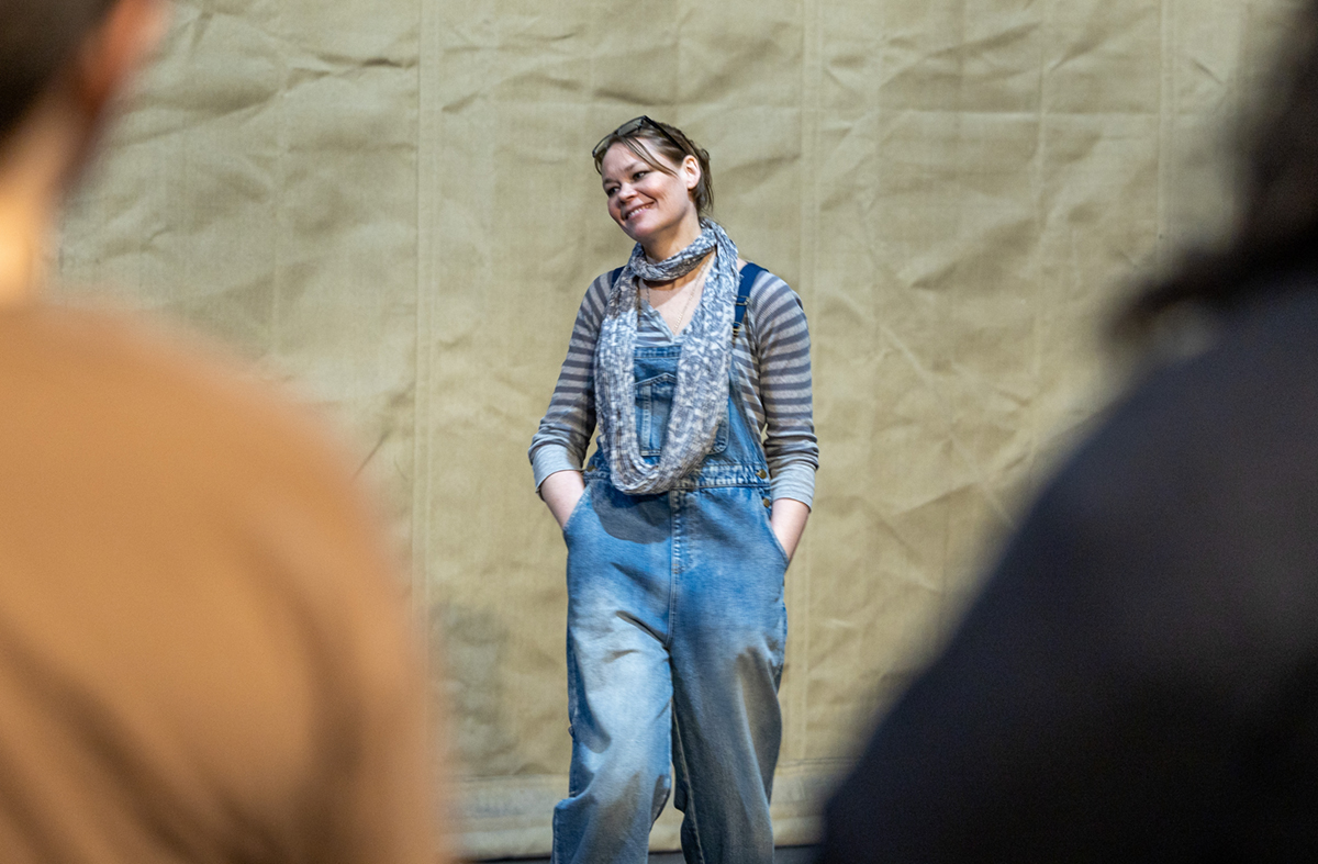 Flyn Ludington during a rehearsal of STRIKE! Photo by Kade Mendelowitz