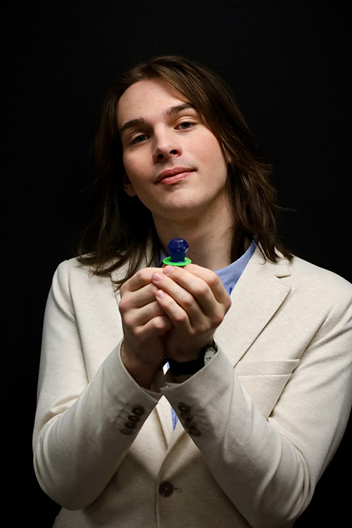 Clark Milstead as Ben in The Telephone, one of the productions of the Fall 2025 Opera Workshop. Photo credit: Jaunelle Celaire, UAF Music