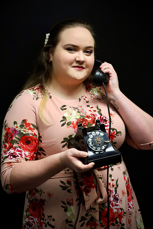 Elly Ditmore as Lucy in the Fall 2025 Opera Workshop production of The Telephone. Photo credit: Jaunelle Celaire, UAF Music