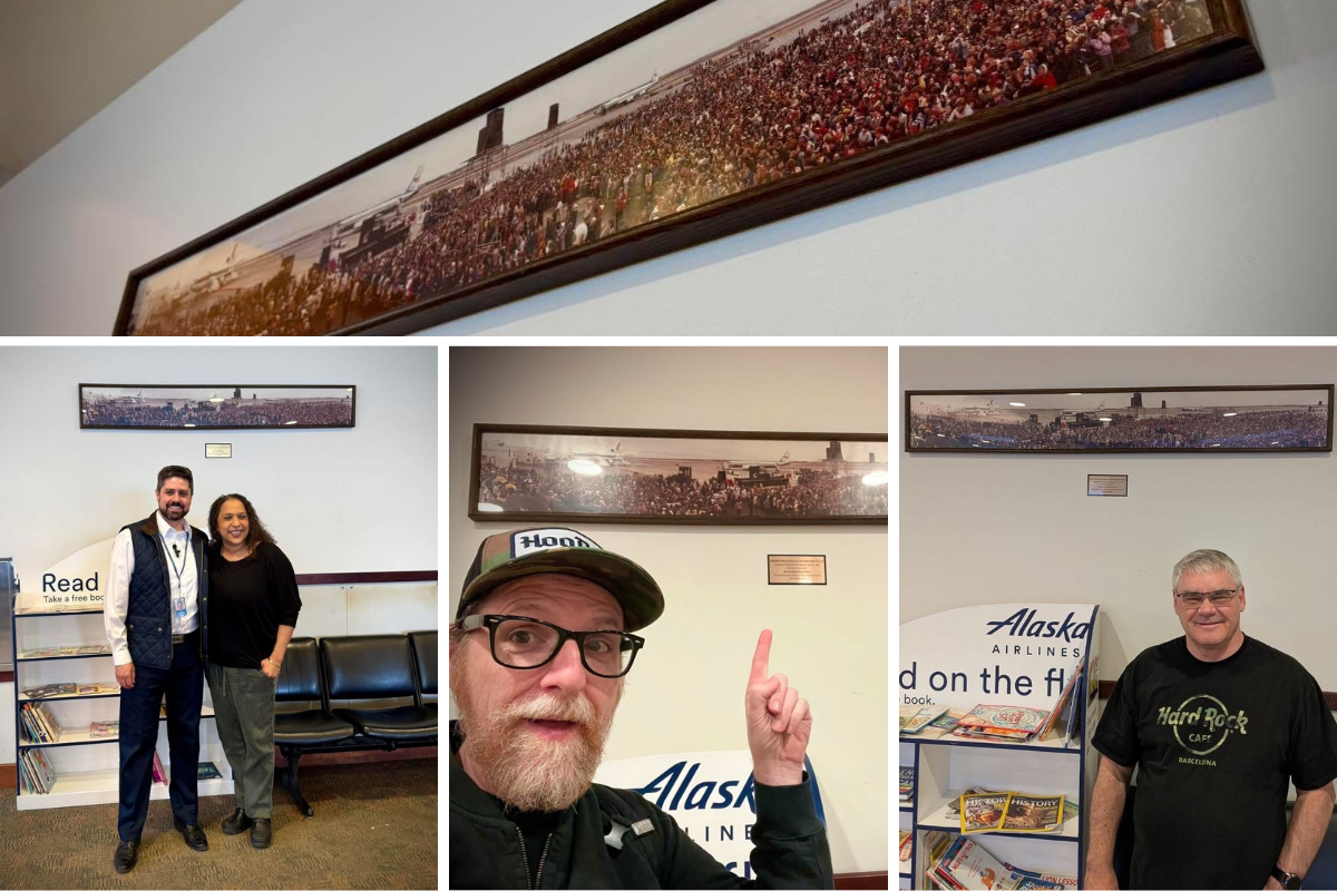 A moment in history: Dr. David Stech at the organ during the 1984 meeting of Pope John Paul II and President Ronald Reagan—now commemorated at Fairbanks International Airport, where UAF alumni proudly continue to visit and share in his legacy.