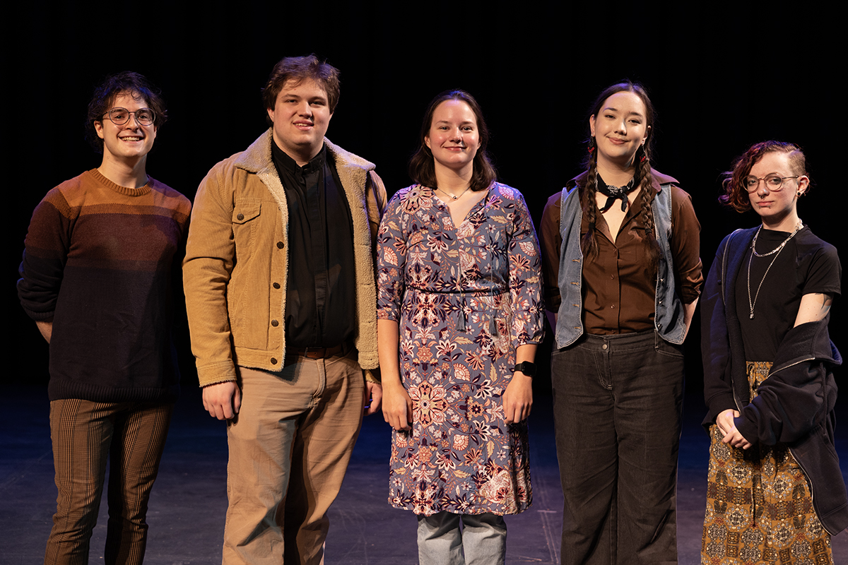 left to right: Seamus Knight, Graham Granger, Deyanira Van Acker, Arianna Hammond, Fritz Lutrell. Photo credit: Eric Marshall