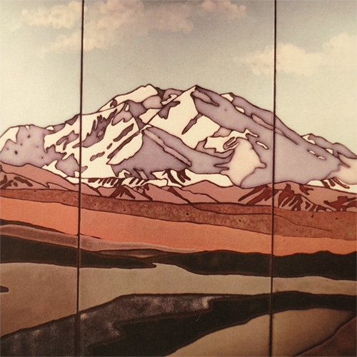 Ceramic tile featuring Denali by artist Nancy Hausle-Johnson