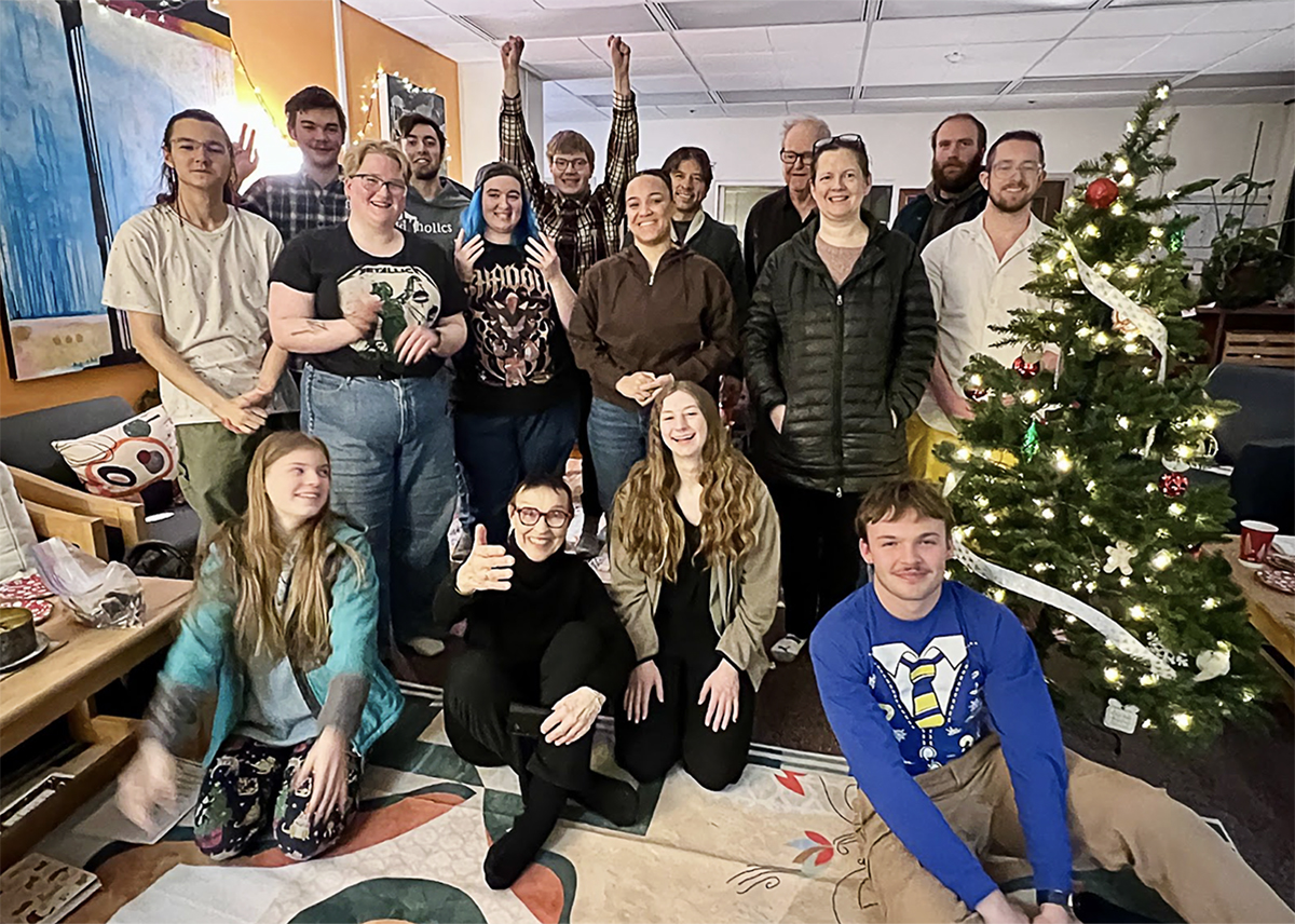 From left to right: Front; Aurora Janoso, Helga Wagenleiter, Ivy Daly, Aiden Summers, Middle: Mason Westerlin, Damien Newlin and friend, Jaiden Rogers, Sarah McConnell and guest, Back: guest,  Kohlby Vierthaler, Elliot Andersen, Jim Janoso, Harry McNeal, Garret Braeuer. Photo courtesy of Helga Wagenleiter