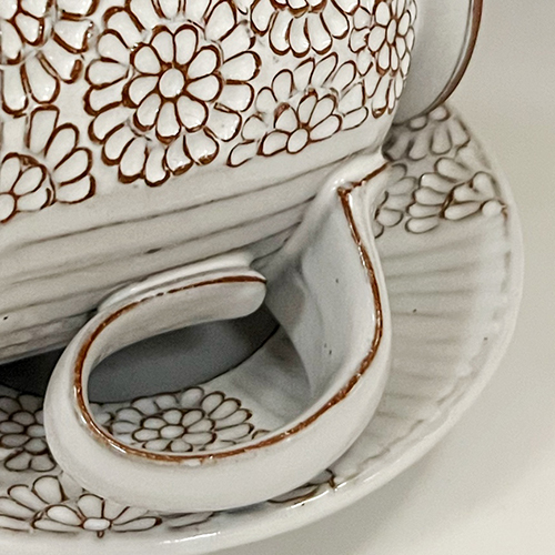 Ceramic cup and saucer detail by artist Matt Hiller