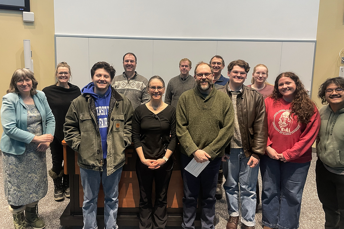 Group photo featuring faculty and students from the UAF ACNS program and the history department with guest speaker Dr. Erika Monahan