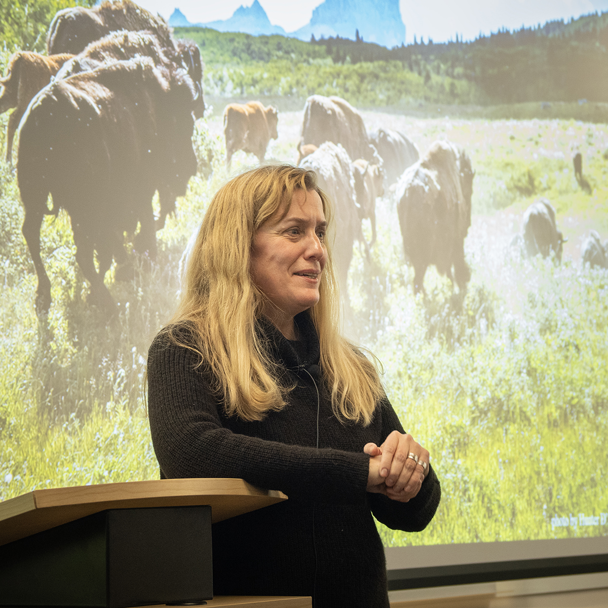 Michelle Nijhuis presents "Environmental Journalism Beyond Boundaries," hosted by the UAF Department of Science and Environmental Journalism on February 26, 2026. Photo credit: Charles Mason