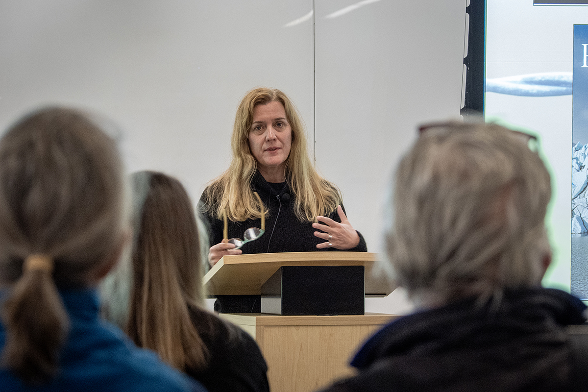 Michelle Nijhuis presents "Environmental Journalism Beyond Boundaries," hosted by the UAF Department of Science and Environmental Journalism on February 26, 2026. Photo credit: Charles Mason