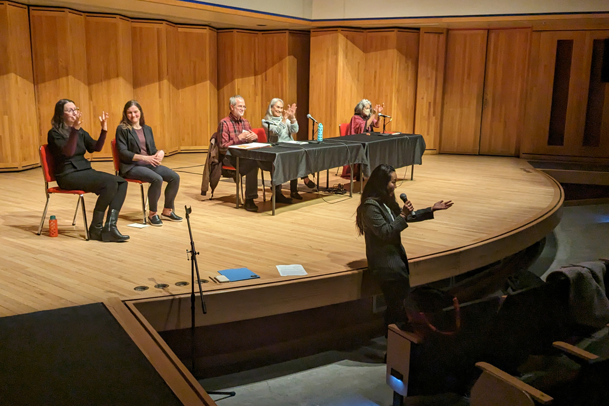 UAA Assistant Professor Rei Shimizu leads a discussion during the 2023 Restorative Justice Symposium. Photo courtesy of Ingrid Johnsons and Rei Shimizu