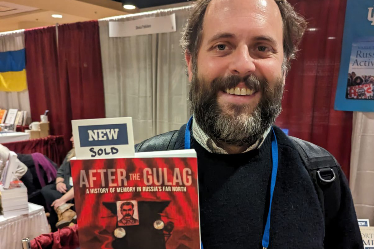 Tyler Kirk and his book, After the Gulag: A History of Memory in Russia's Far North. Photo courtesy of Kirk