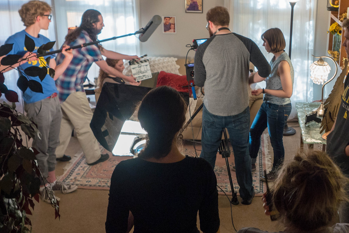 It take a village to produce a film. Producer Maya Salganek watches Cast and Crew behind the scenes during the "A Night for Conversation." Photo courtesy of the UAF Department of Theatre & Film