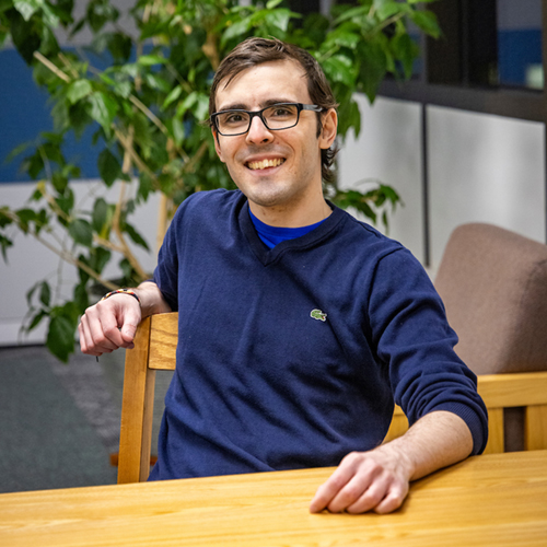 Manny Melendez, Warrior of the Month portrait. Taken from the South Eielson parking lot and 5th floor lounge of the Rasmuson Library. Jan. 21, 2025. (UAF photo by Leif Van Cise)