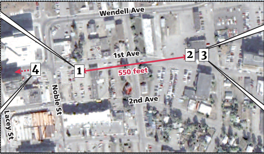 A road map showing a portion of downtown Fairbanks