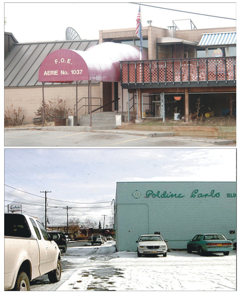 Eagles Hall (top) and Poldine Carlo building (bottom)