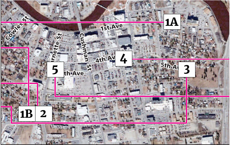 Map of a portion of downtown Fairbanks, Alaska