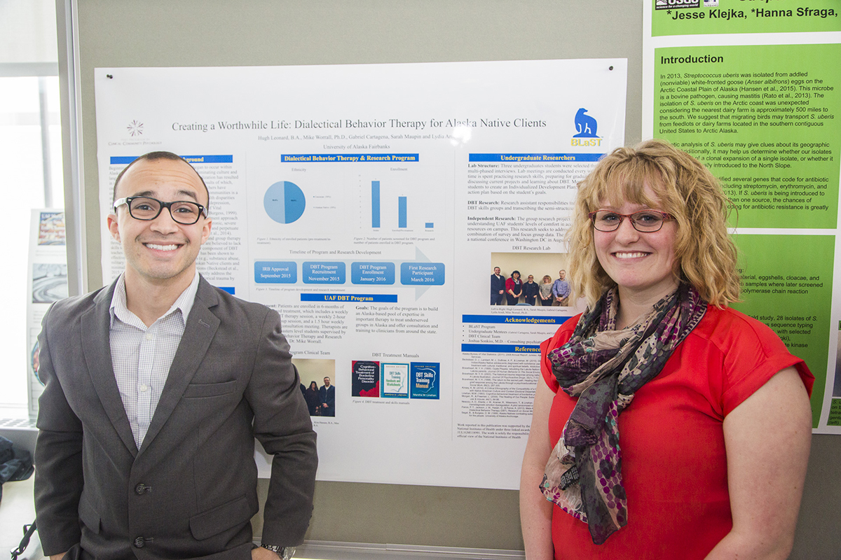 Creating a Worthwhile Life: Dialectical Behavior Therapy for Alaska Native Clients psychology presentation at the 2017 UAF URSA Research and Creative Activity Day. UAF Photo by JR Ancheta