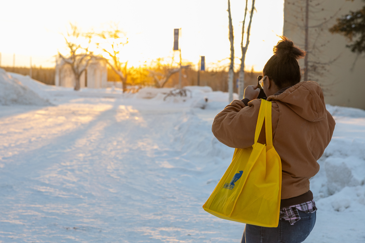 Incoming students take part in New Student Orientation Campus Tour on the UAF campus Friday, January 10, 2025. UAF Photo by Eric Engman