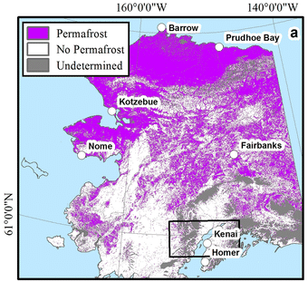 map of permafrost in Alaska