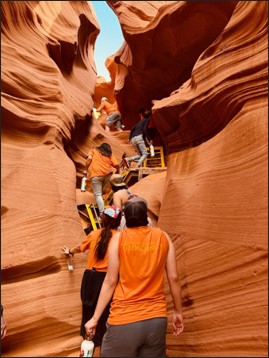Students in slot canyon