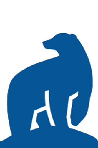UAF logo of blue polar bear looking over its left shoulder