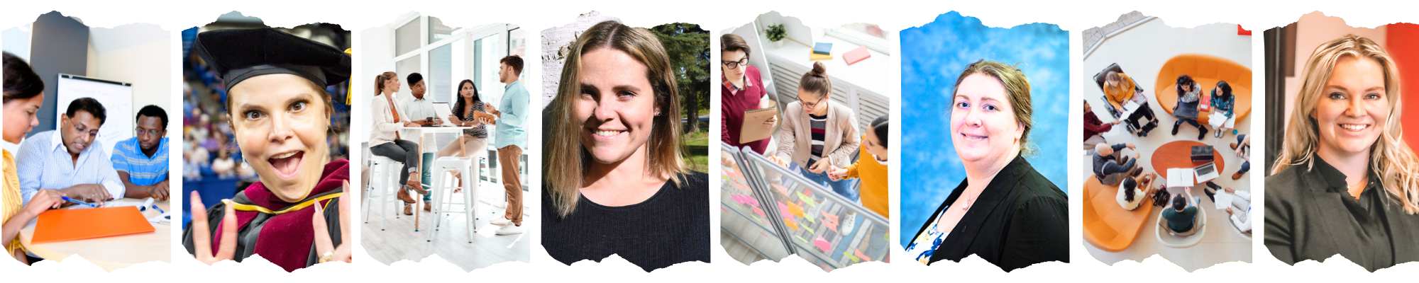 Contact Us Collage banner with alternating photos of Communication Department faculty and photos of communicators